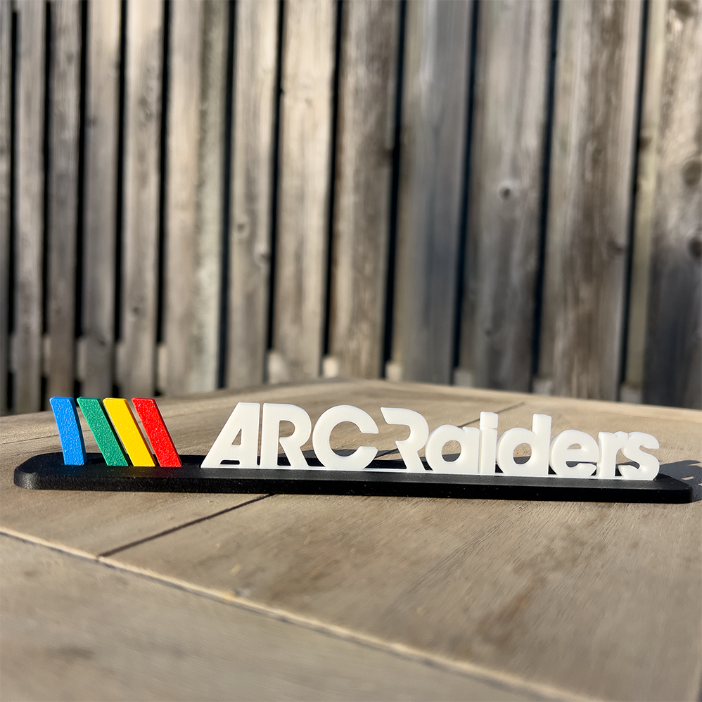 ARC Raiders inspired sci-fi desk emblem in PLA-CF – front view
