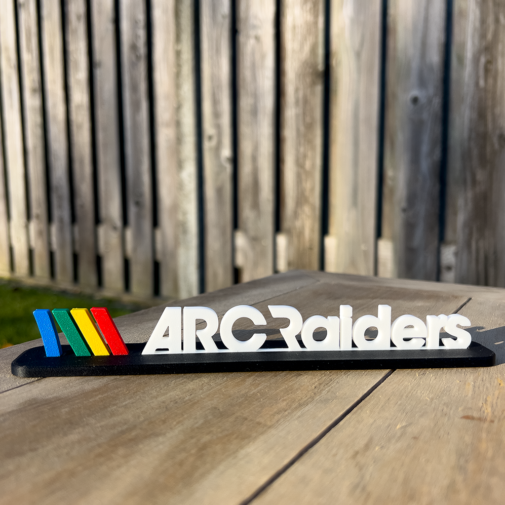 ARC Raiders inspired sci-fi desk emblem in PLA-CF – front view