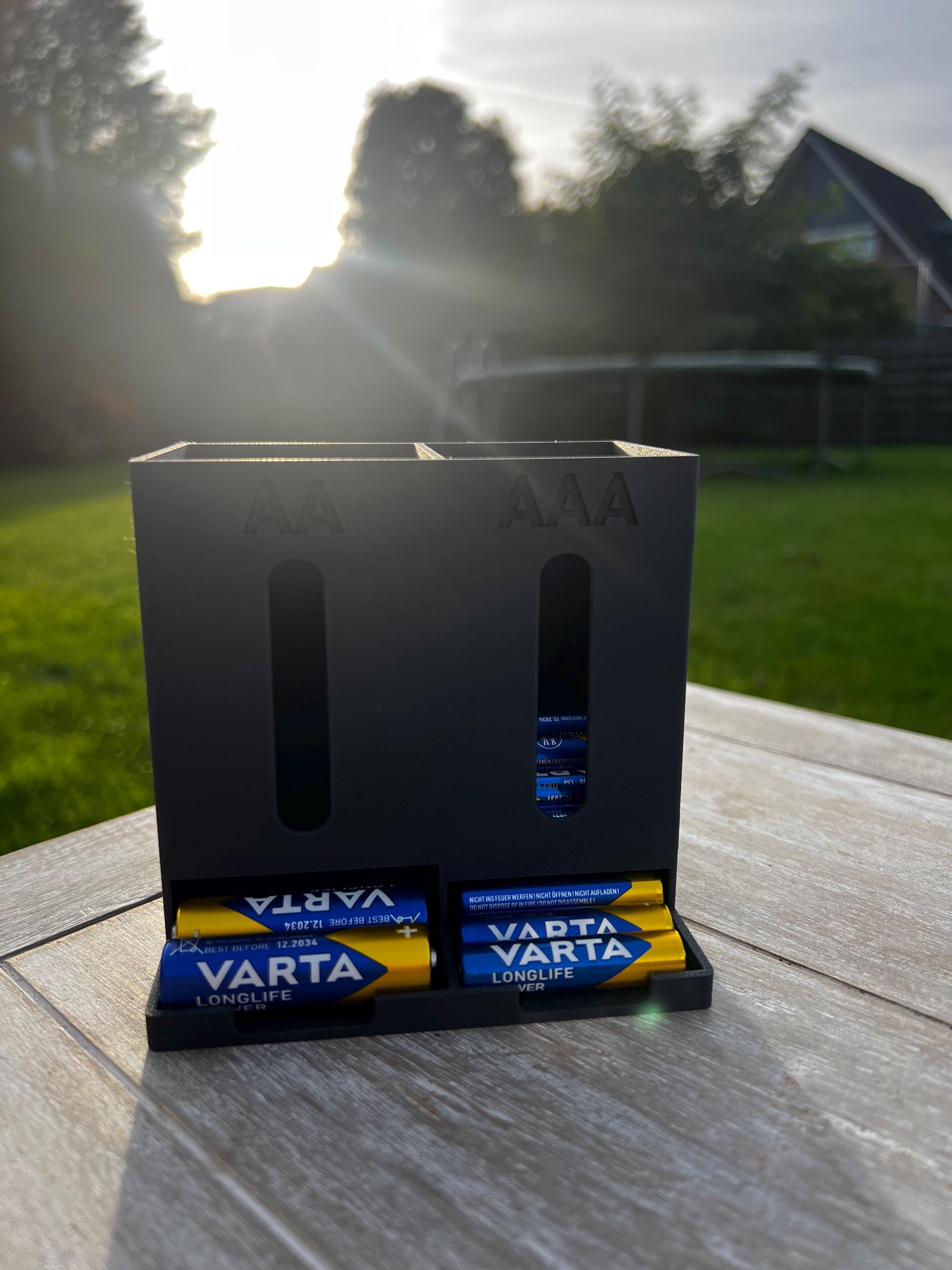 AA and AAA Battery Holder & Dispenser | Modern Desk / Home Storage Organizer