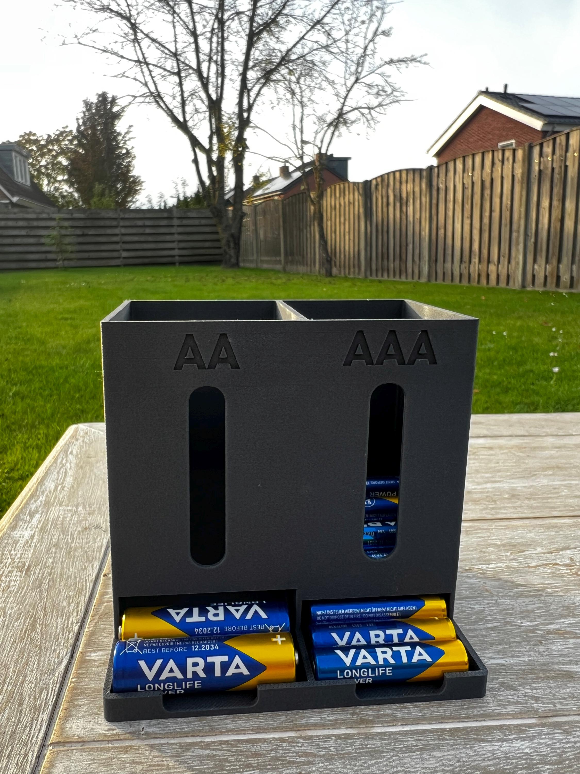 AA and AAA Battery Holder & Dispenser | Modern Desk / Home Storage Organizer