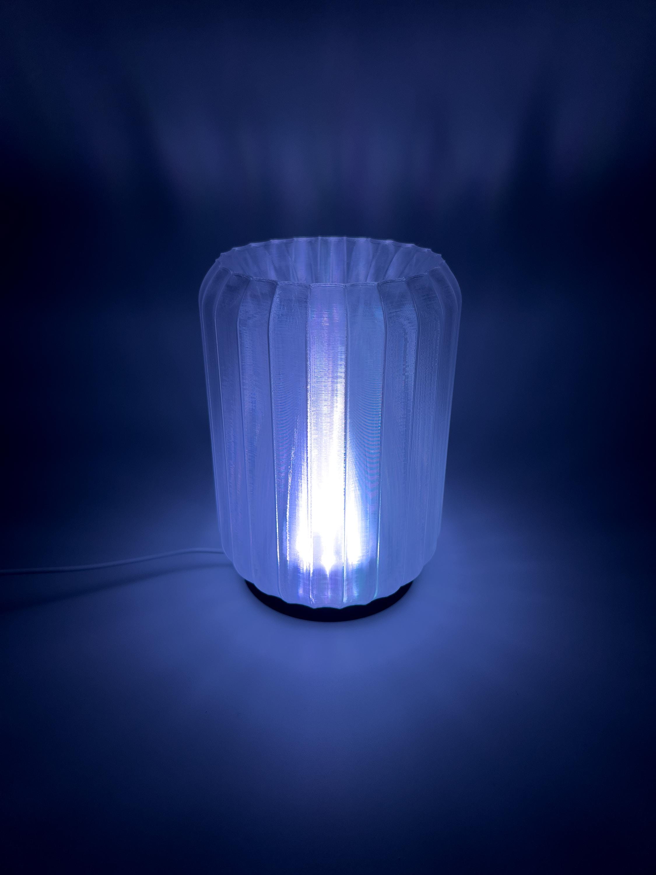 Custom RGB Mood Lamp – Wood Texture Base & Translucent Shade with Remote and USB Power